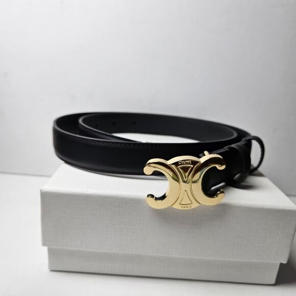 Stylish Celine Triomphe Black Leather Belt - Picture 1 of 5